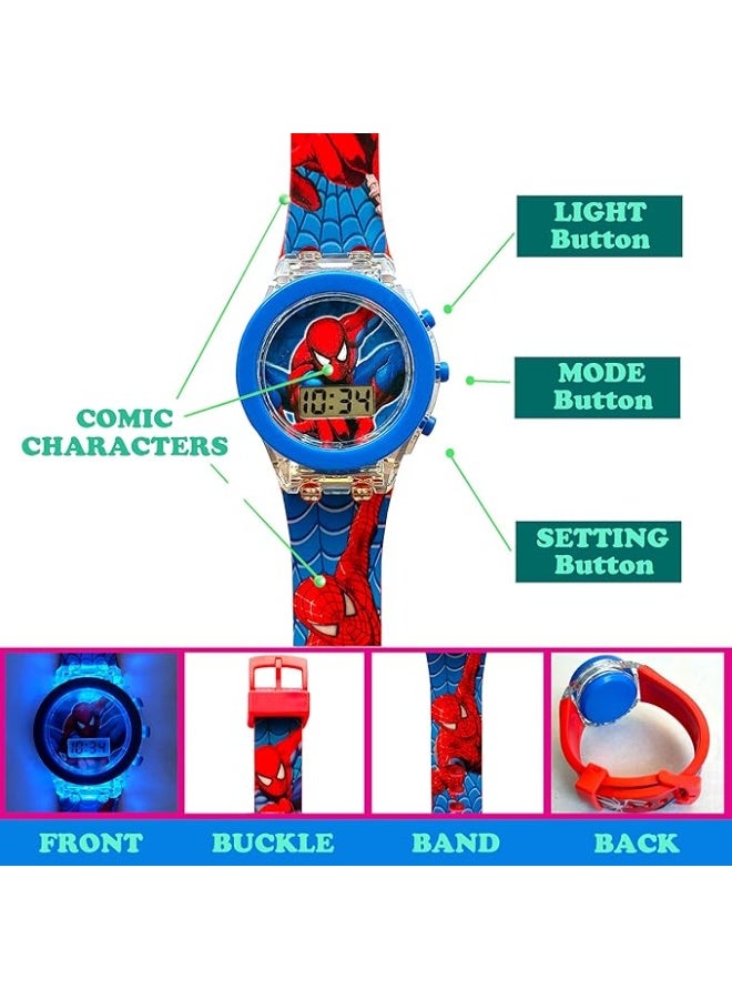 aeen Spider-Man 3D Cartoon LED Light Kids Watch for Girls & Boys – Multicolour Silicone Strap Analog Wrist Watch for Children - Image 4
